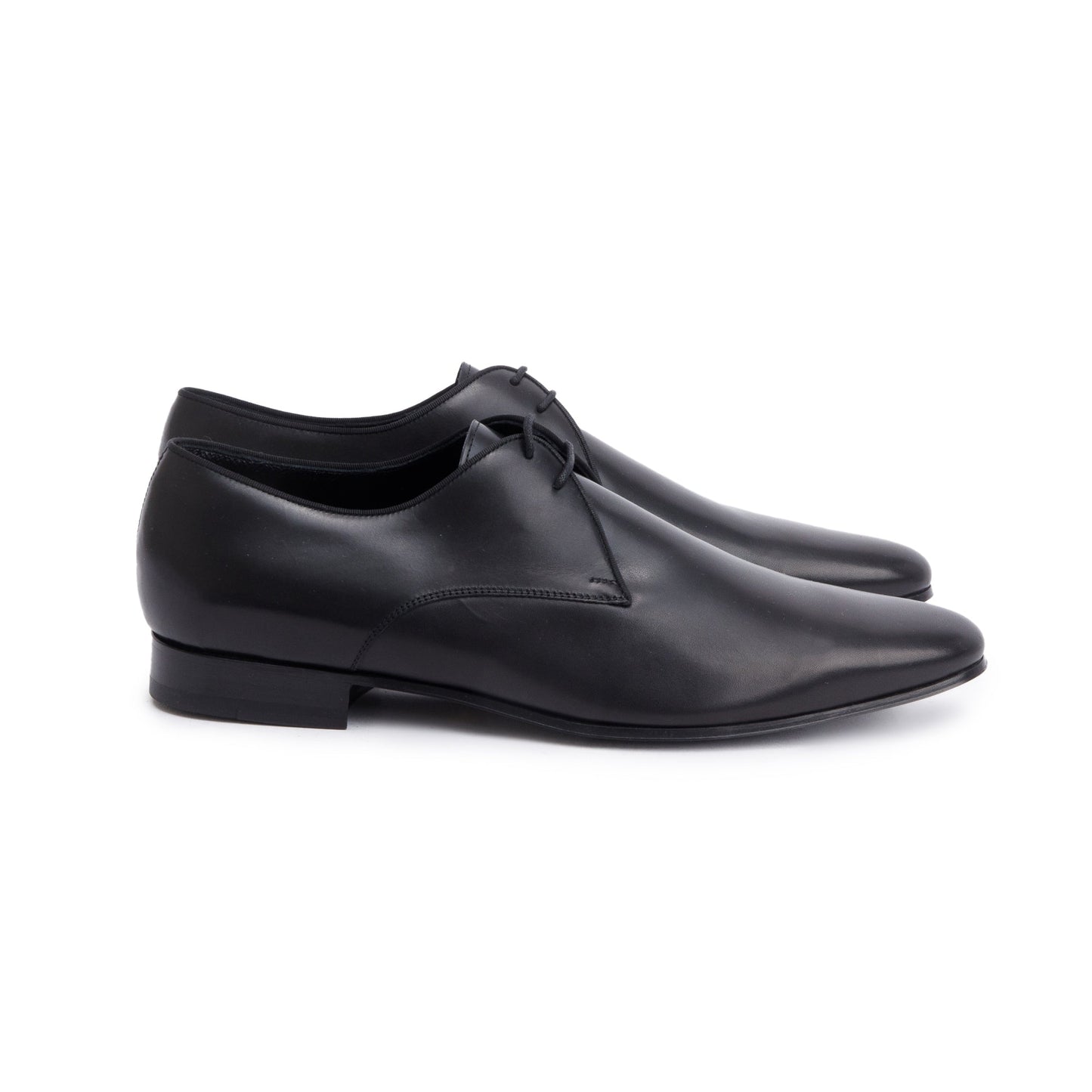 Saint Laurent Black Glazed Leather Adrien Derbies Shoes, Size 43.5