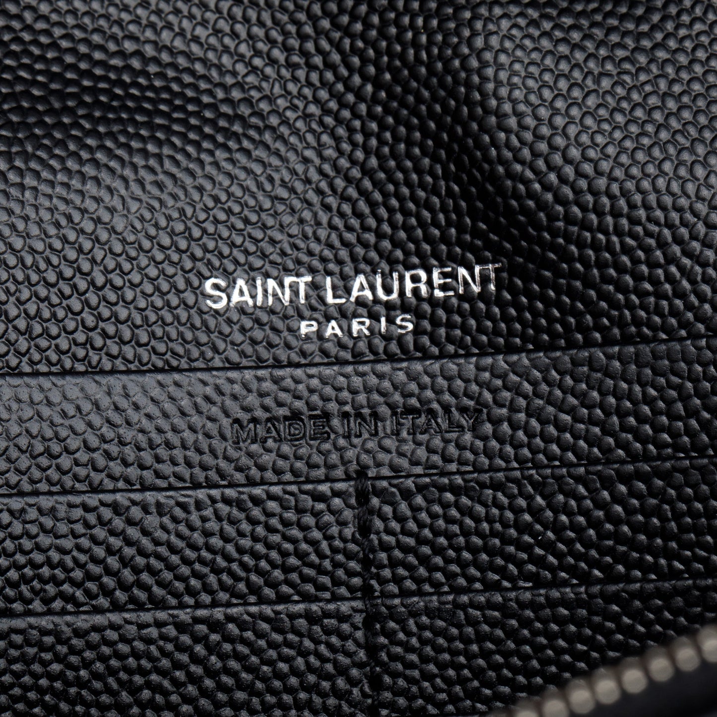 Saint Laurent Black Grain De Poudre Cassandre Envelope Chain Wallet