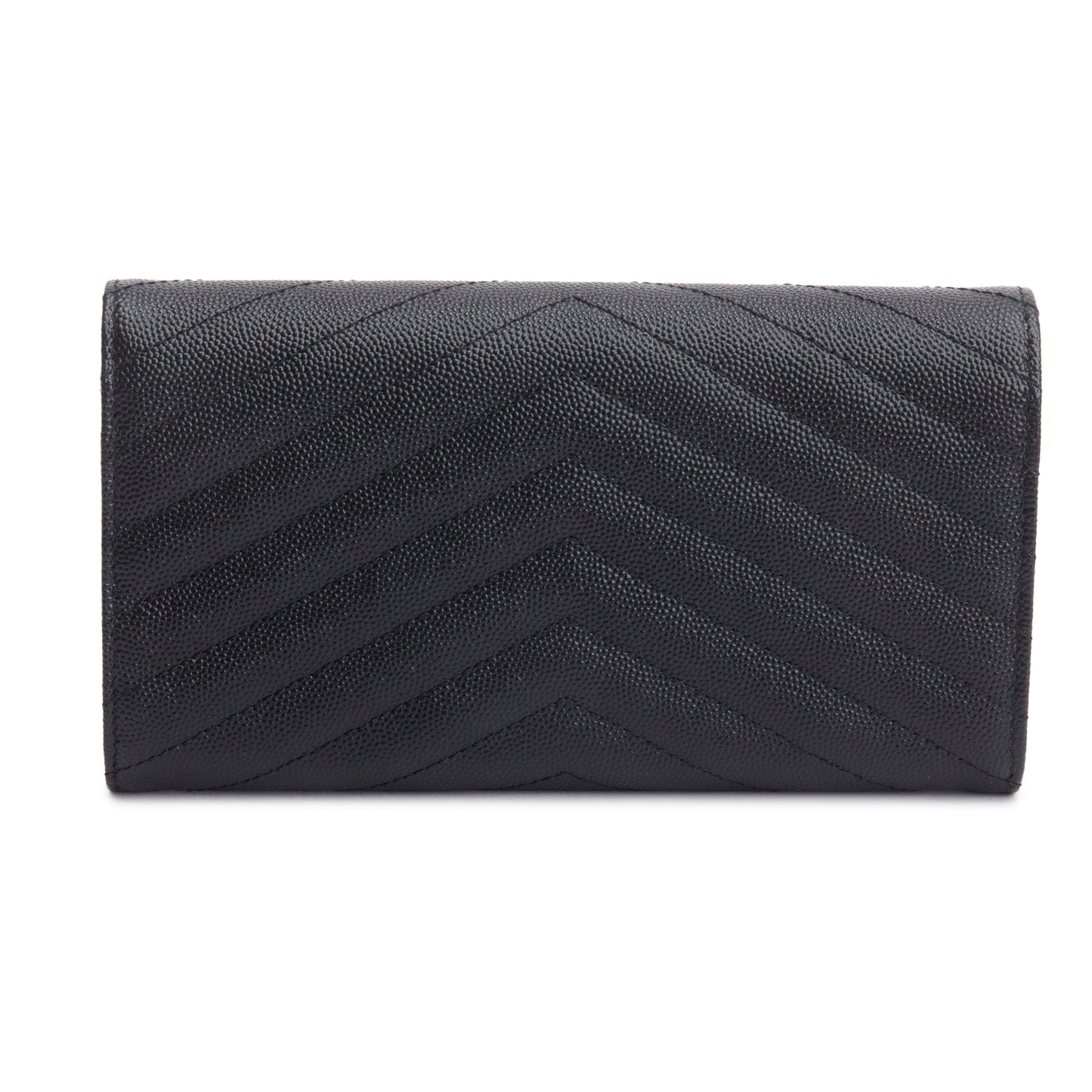 Saint Laurent Black Grain De Poudre Cassandre Matelasse Large Flap Wallet