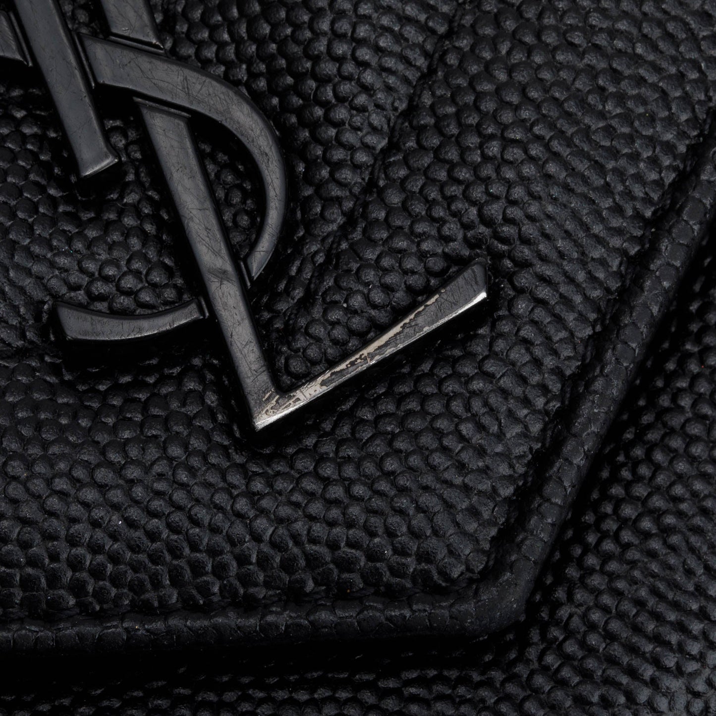 Saint Laurent Black Grain De Poudre Cassandre Matelasse Small Envelope Wallet