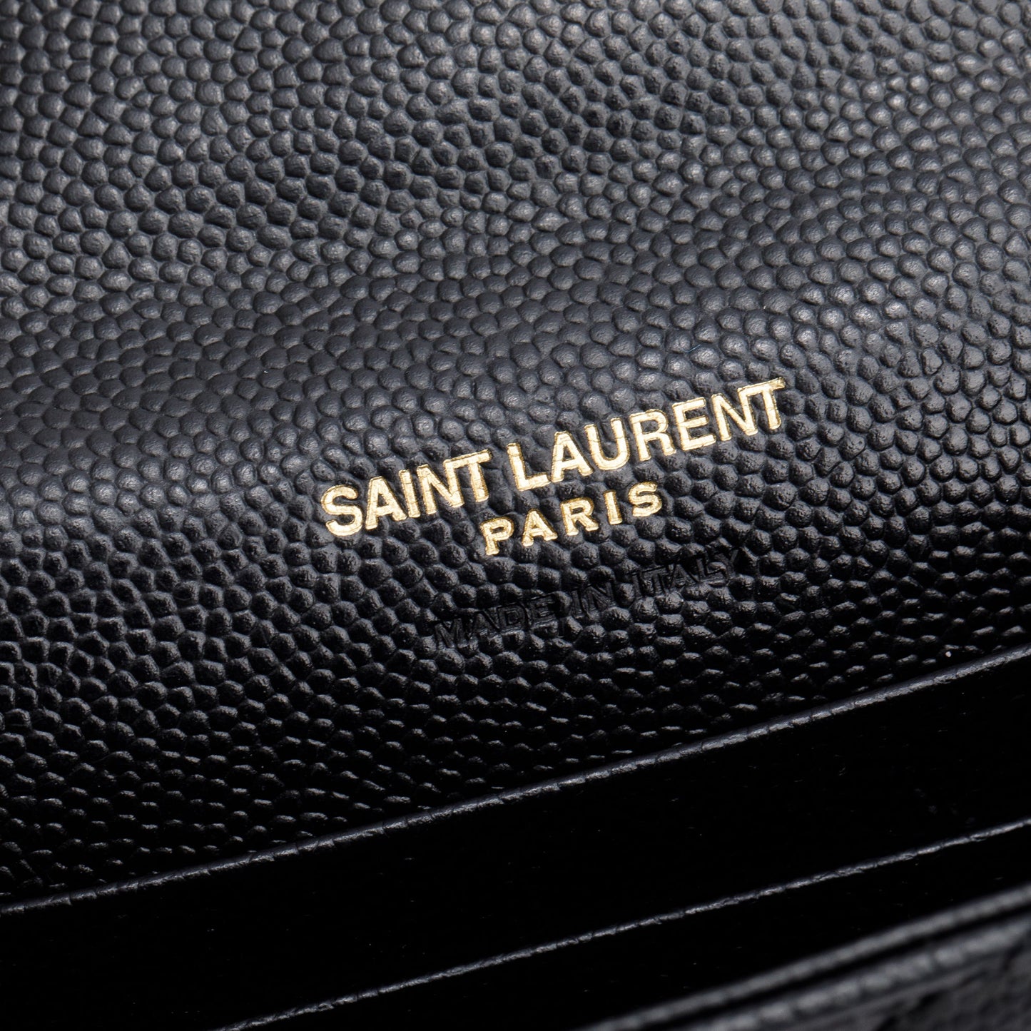 Saint Laurent Black Grain De Poudre Cassandre Matelasse Small Envelope Wallet