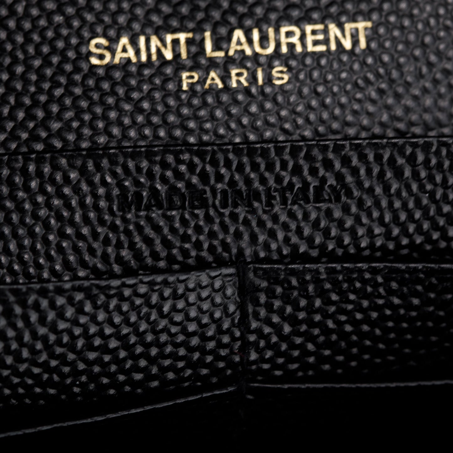 Saint Laurent Black Grain De Poudre Leather Cassandre Matelasse Chain Wallet
