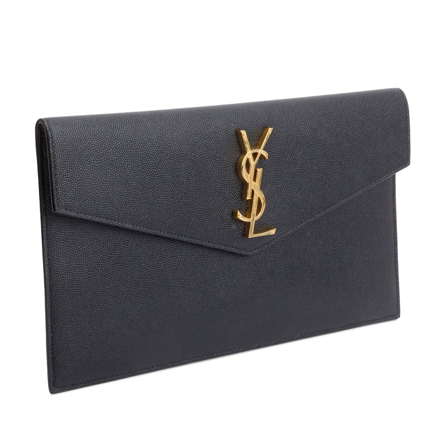 Saint Laurent Black Grain De Poudre Leather Uptown Pouch