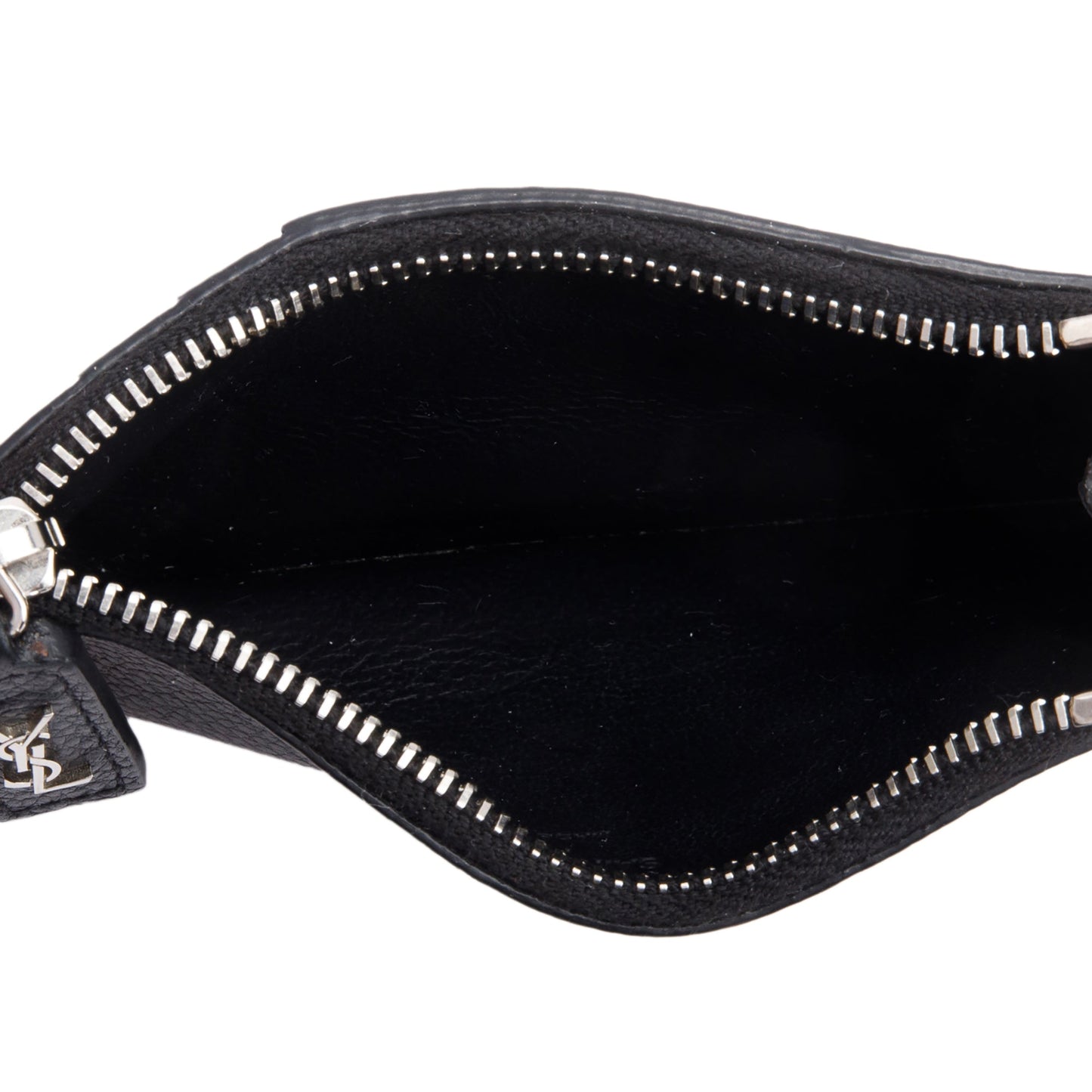 Saint Laurent Black Grain De Poudre Paris Fragments Zipped Card Case