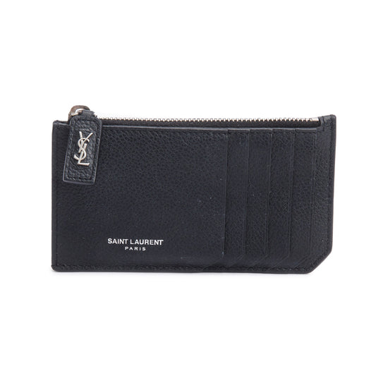 Saint Laurent Black Grain De Poudre Paris Fragments Zipped Card Case