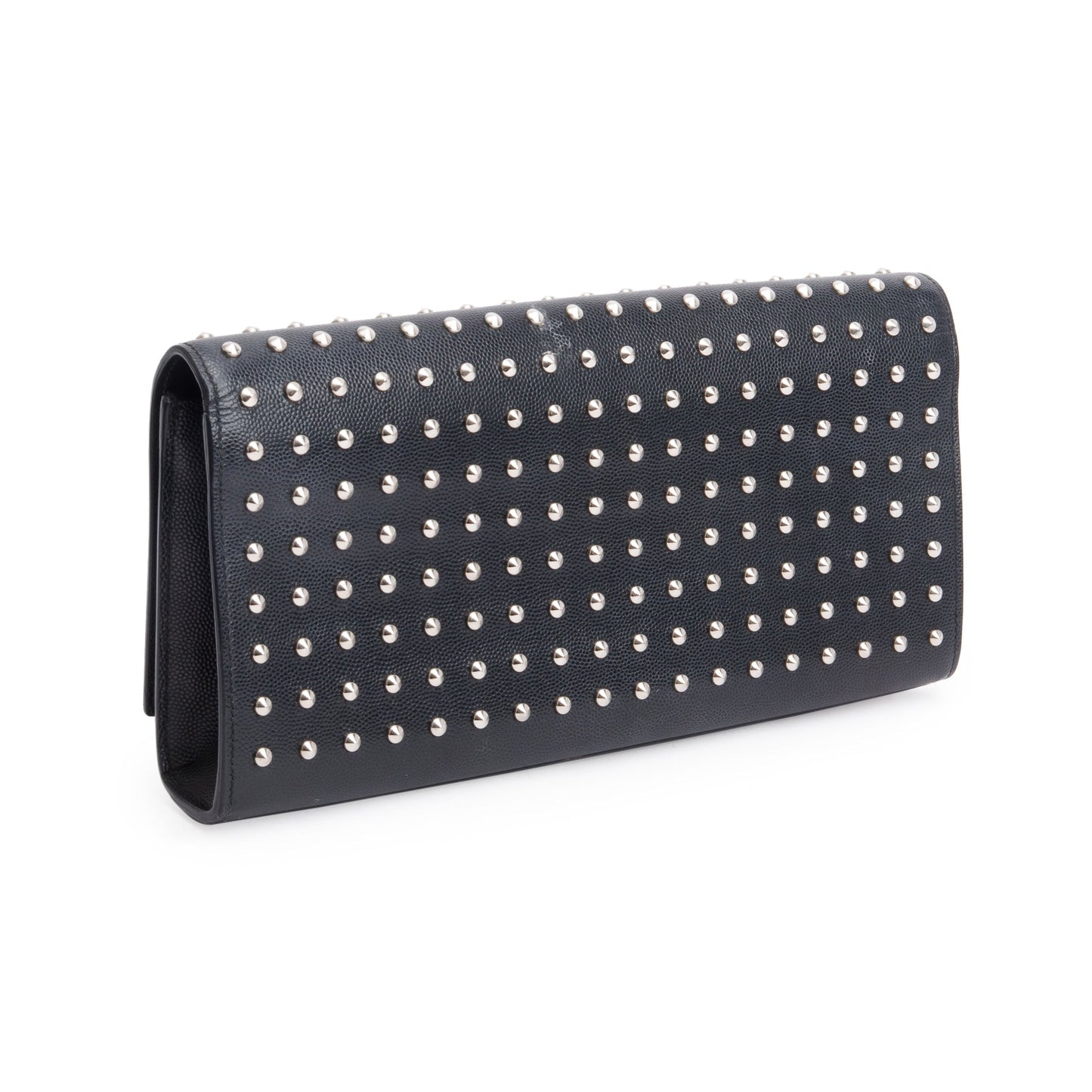 Saint Laurent Black Grain De Poudre Studded Kate Clutch