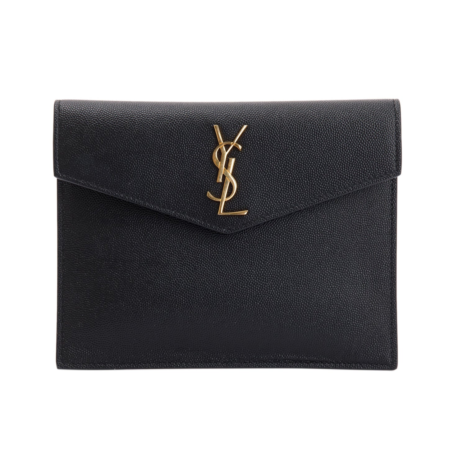 Saint Laurent Black Grain de Poudre Monogram Uptown Baby Pouch