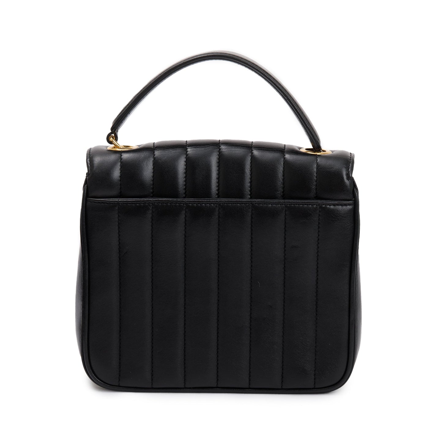 Saint Laurent Black Lambskin Matelasse Medium Monogram Vicky Chain Bag