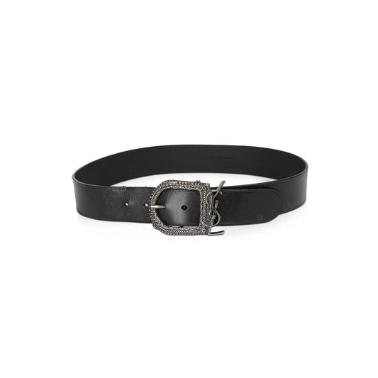 Saint Laurent Black Leather Celtic Belt