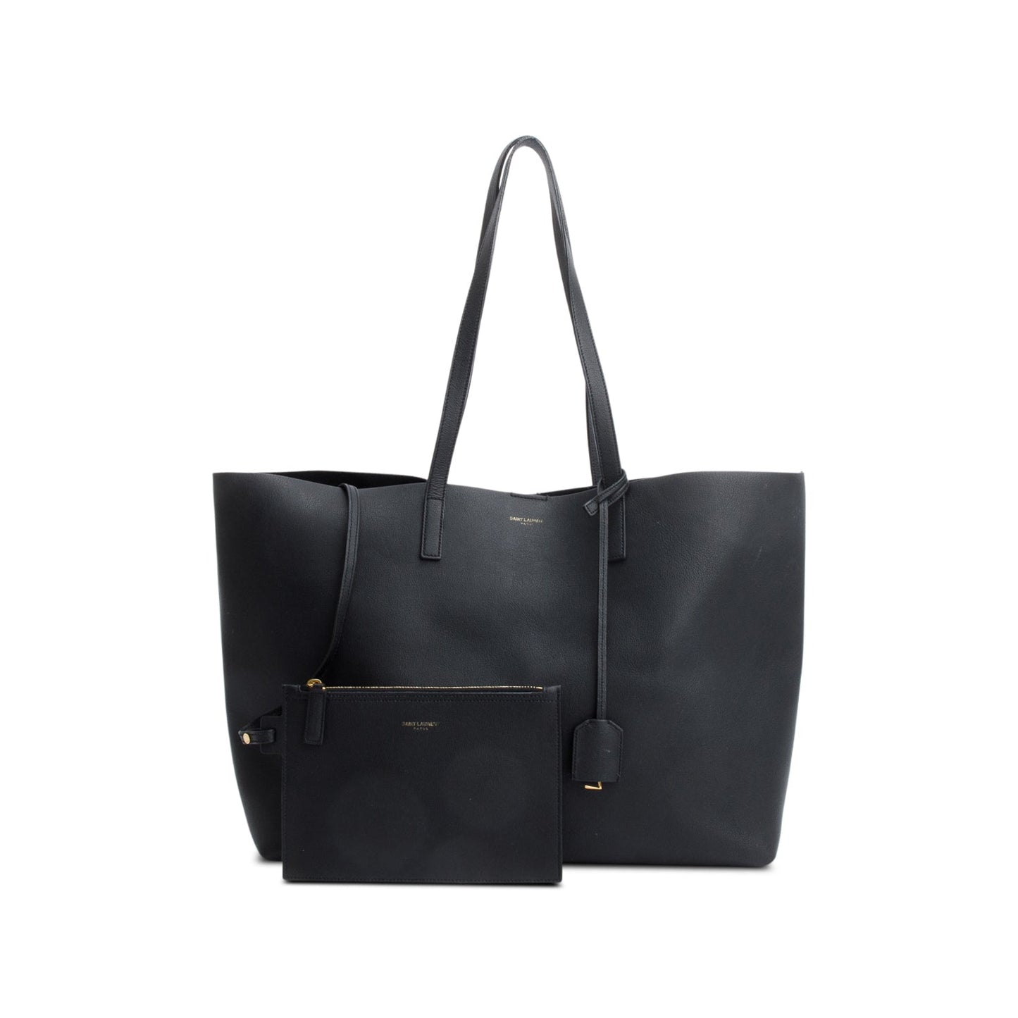 Saint Laurent Black Leather E/W Shopping Tote