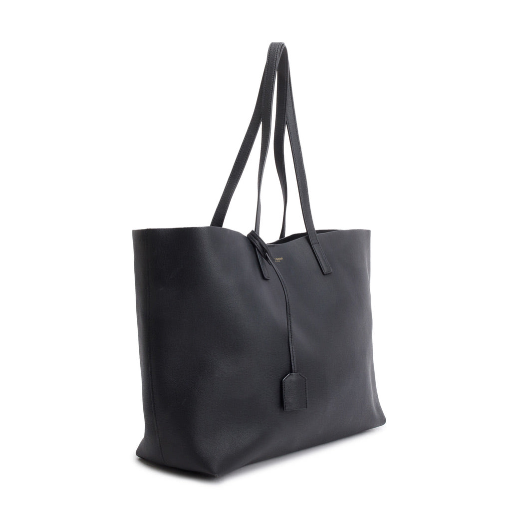Saint Laurent Black Leather Large E/W Shopping Tote