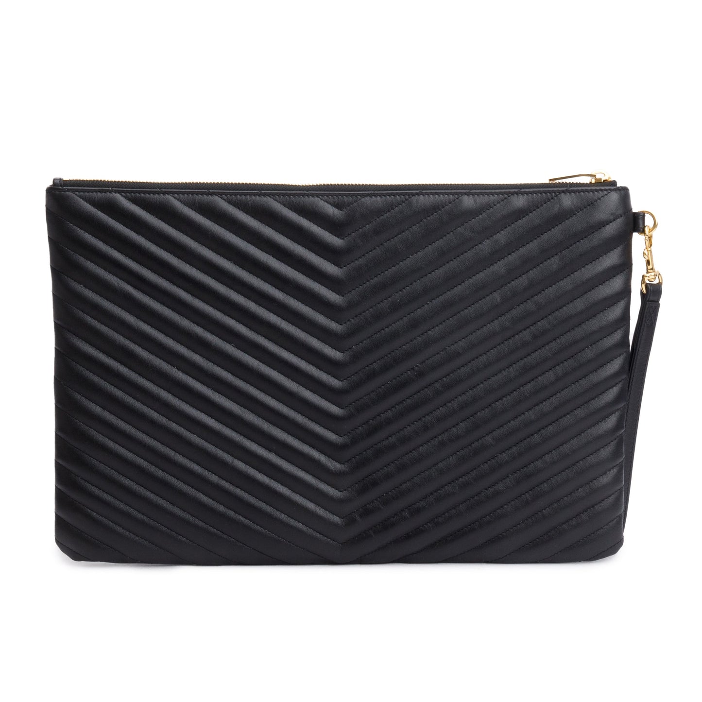 Saint Laurent Black Matelasse Leather Large Document Pouch