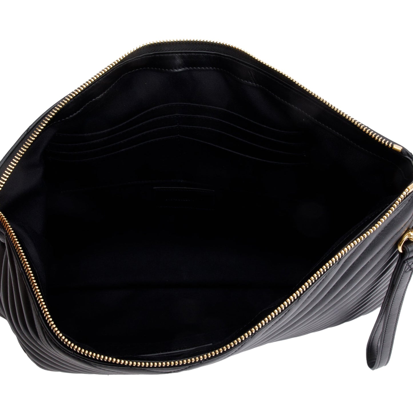 Saint Laurent Black Matelasse Leather Large Document Pouch