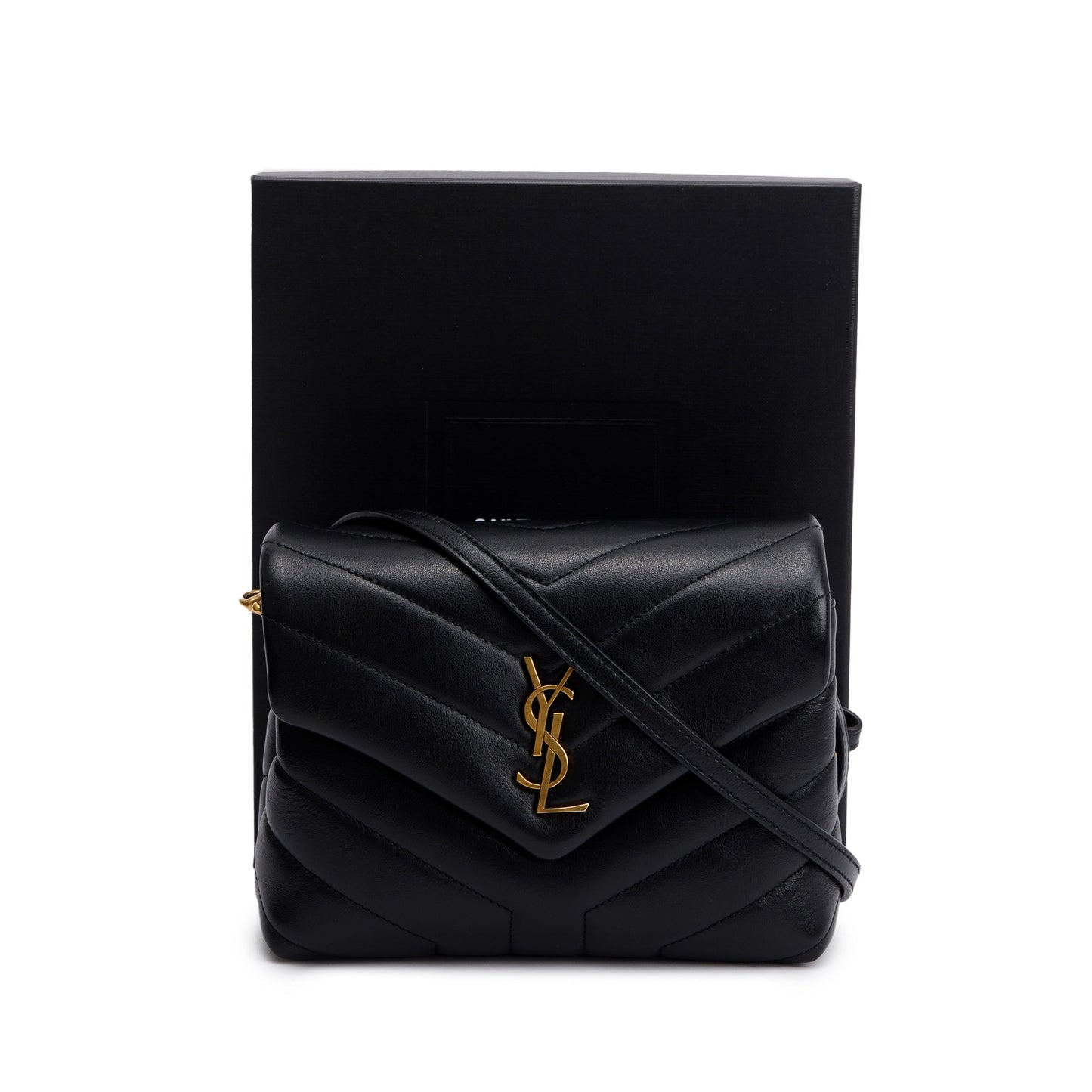 Saint Laurent Black Monogram Matelasse Toy Loulou Crossbody Bag