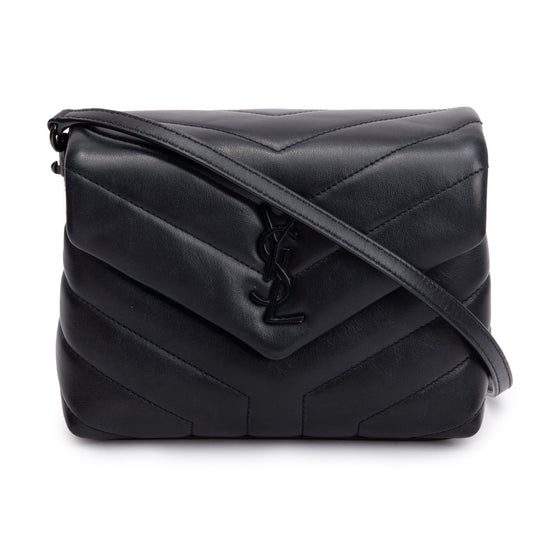 Saint Laurent Black Monogram Matelasse Toy Loulou Crossbody Bag