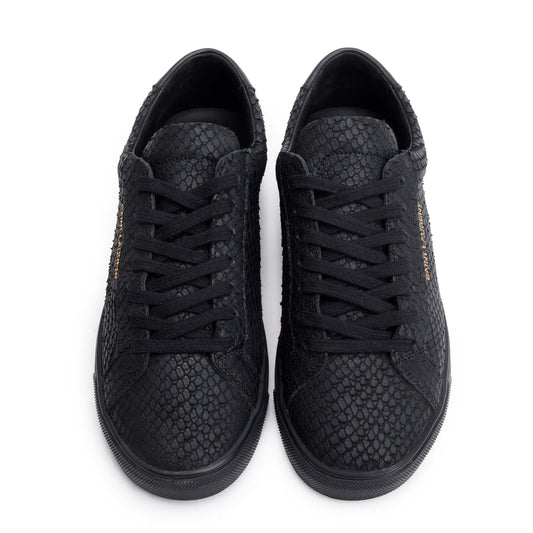 Saint Laurent Black Python Effect Calfskin Leather Andy Sneakers, Size 36