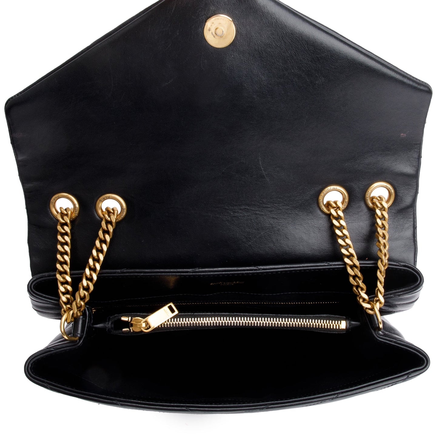 Saint Laurent Black Quilted Calfskin Leather Medium Loulou Shoulder Bag