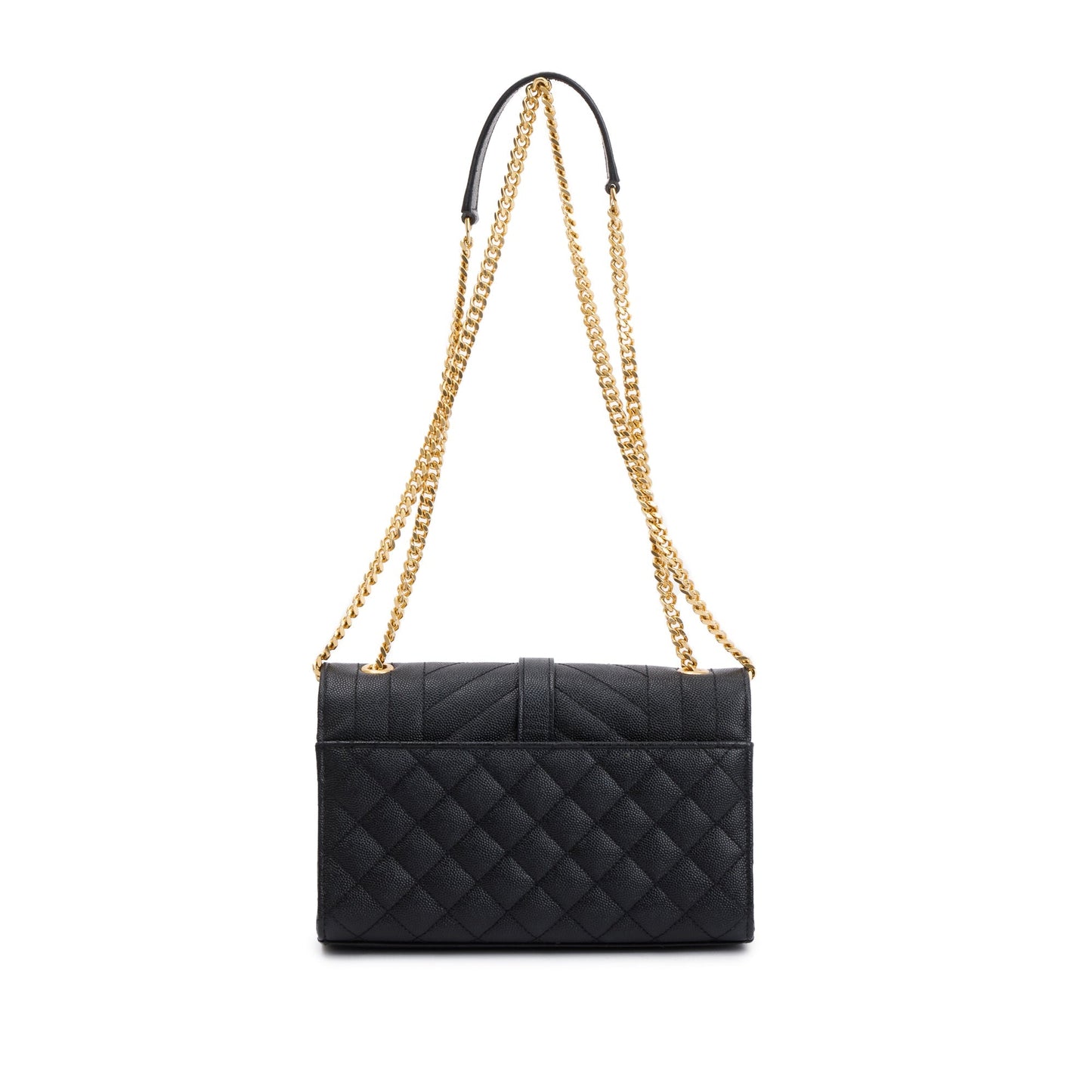 Saint Laurent Black Quilted Grain De Poudre Leather Small Envelope Chain Bag
