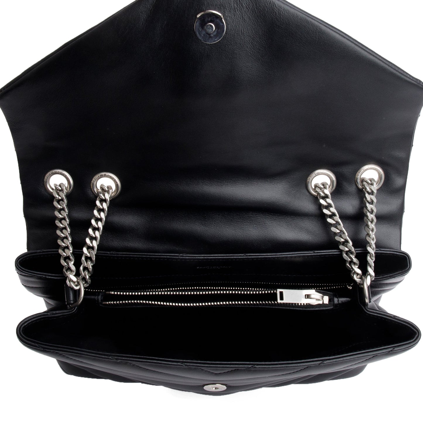 Saint Laurent Black Quilted Leather Medium Loulou Monogram Shoulder Bag