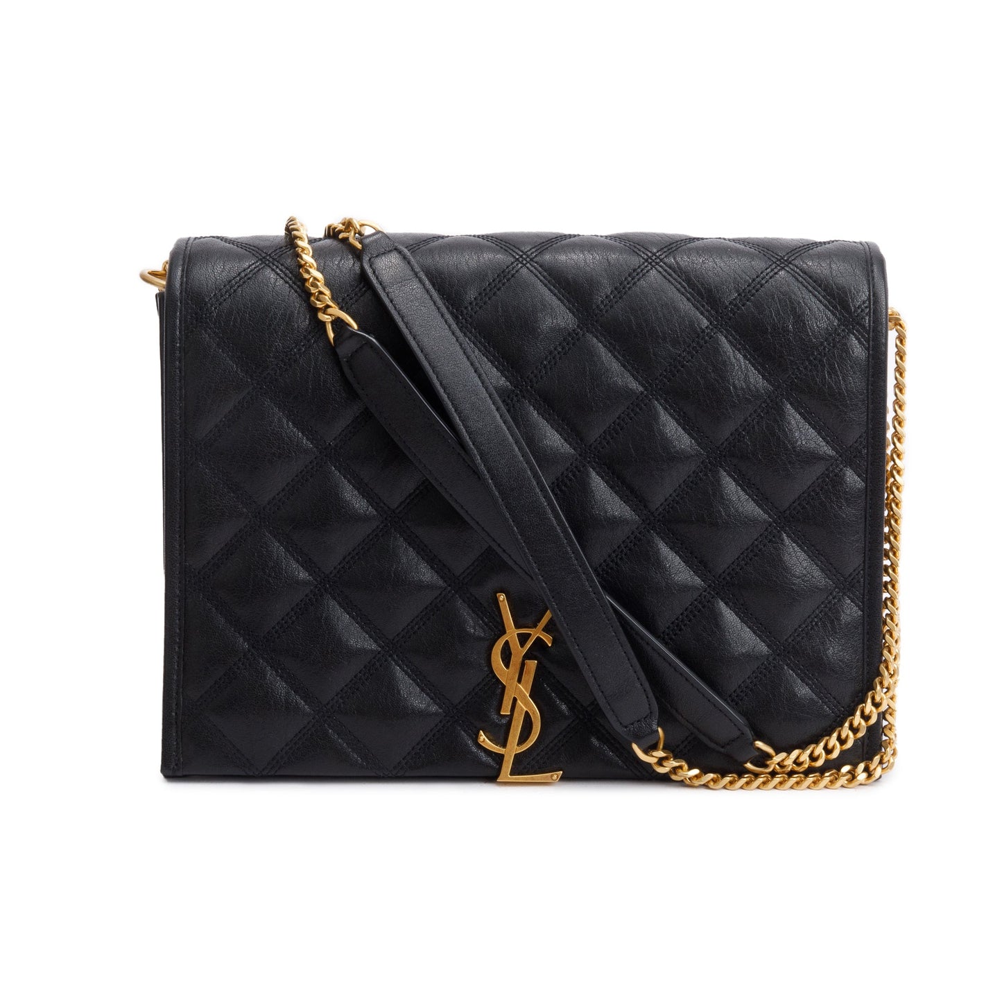 Saint Laurent Black Quilted Leather Small Becky Chain Bag