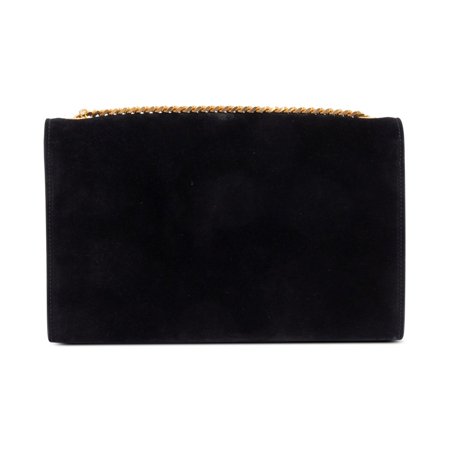 Saint Laurent Black Suede Medium Classic Monogram Kate Tassel Chain Bag
