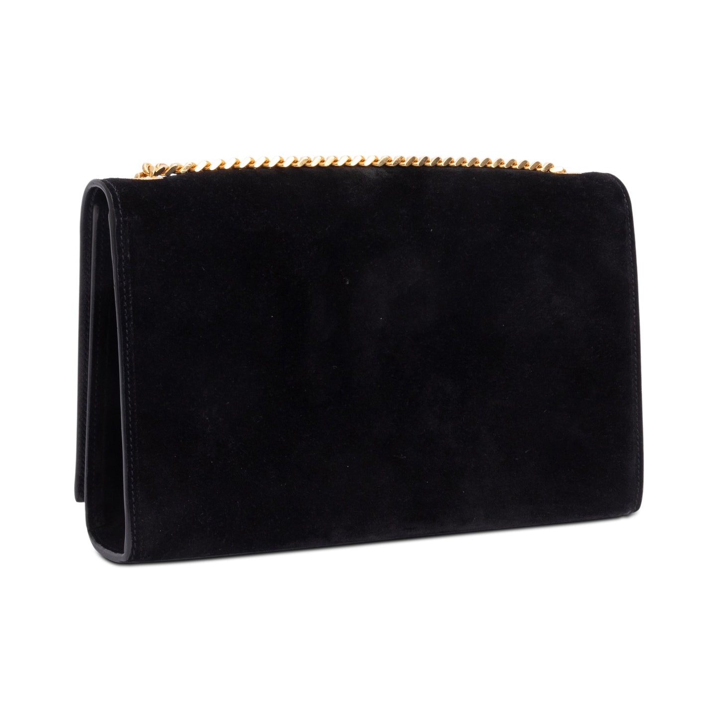 Saint Laurent Black Suede Medium Classic Monogram Kate Tassel Chain Bag