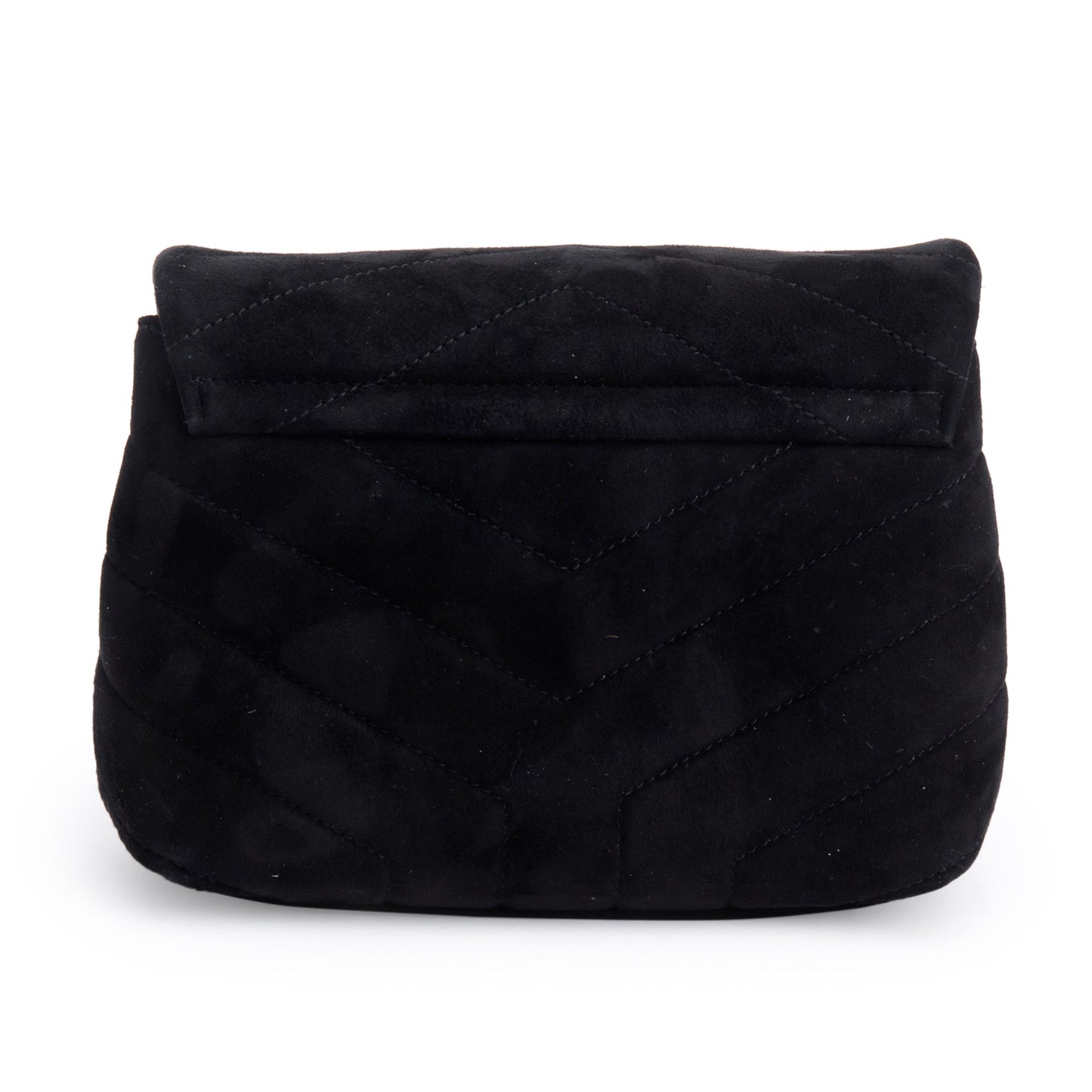Saint Laurent Black Suede Monogram Matelasse Toy Loulou Crossbody Bag