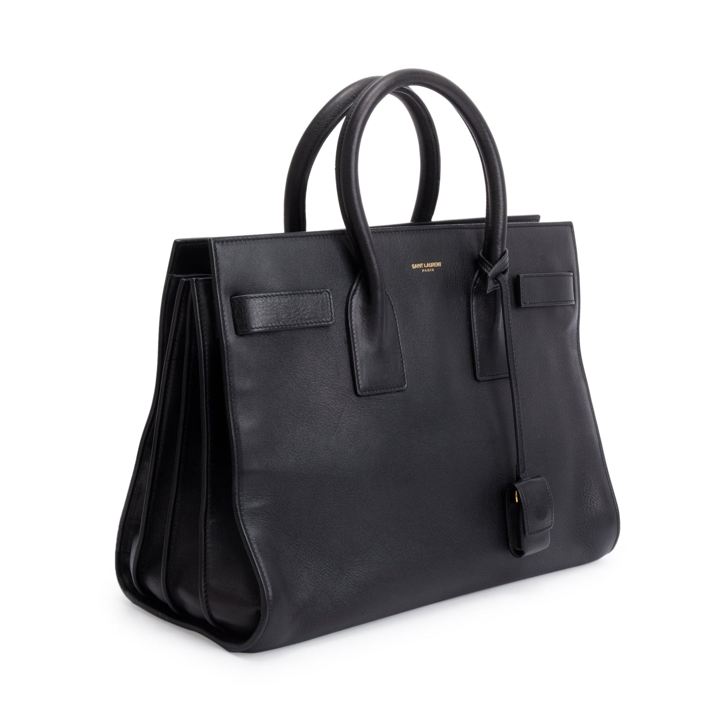 Saint Laurent Black Supple Grained Leather Small Sac De Jour