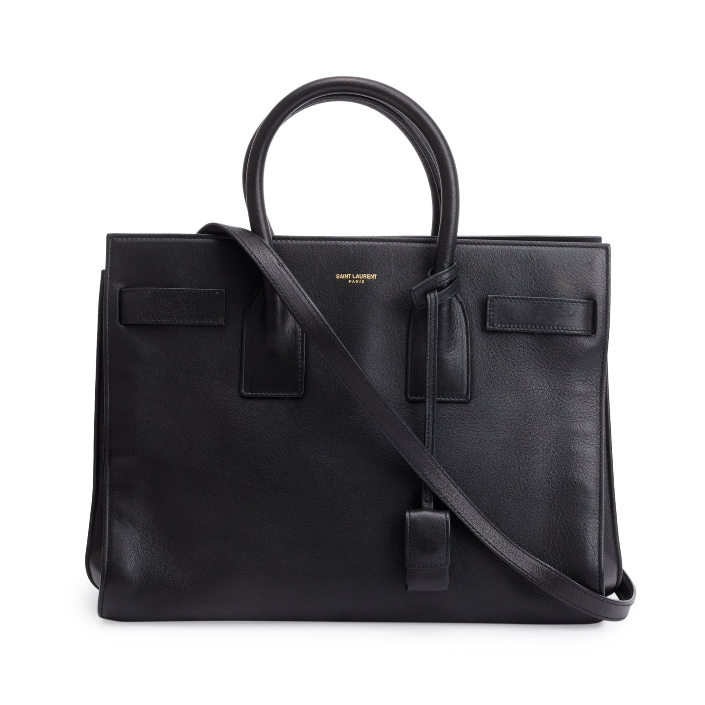 Saint Laurent Black Supple Grained Leather Small Sac De Jour