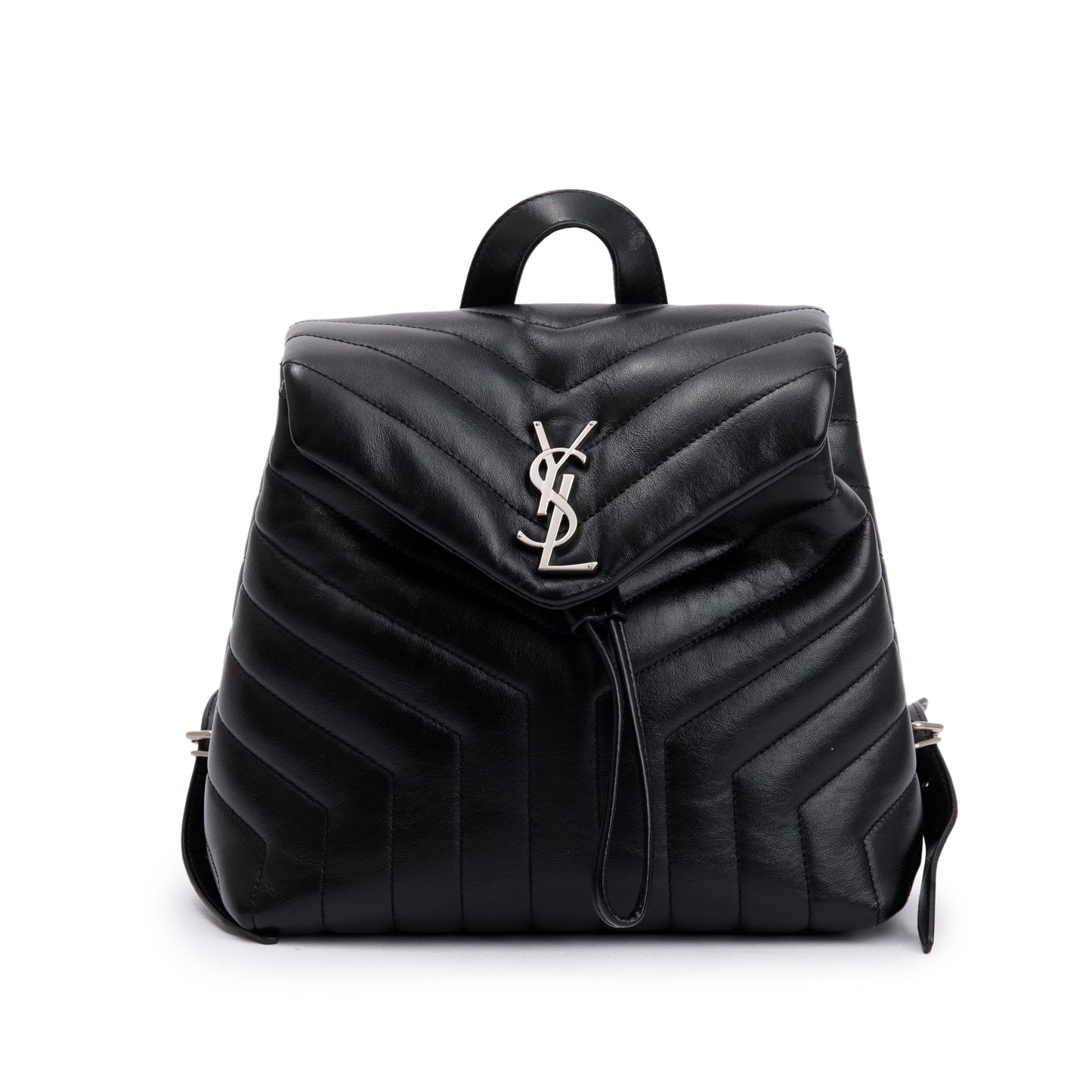 Saint Laurent Black Y Quilted Calfskin Leather Small Loulou Backpack