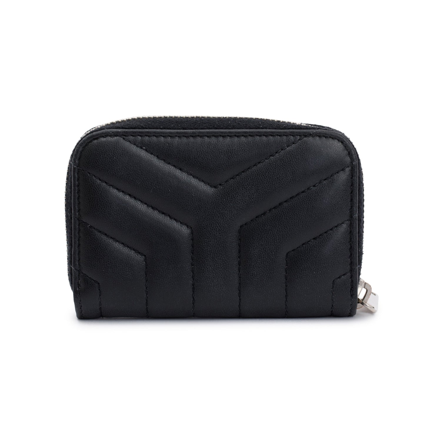 Saint Laurent Black Y Quilted Leather Coin Card Wallet