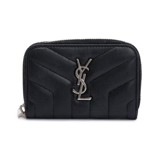 Saint Laurent Black Y Quilted Leather Coin Card Wallet