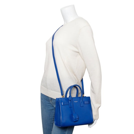 Saint Laurent Blue Smooth Leather Nano Sac De Jour