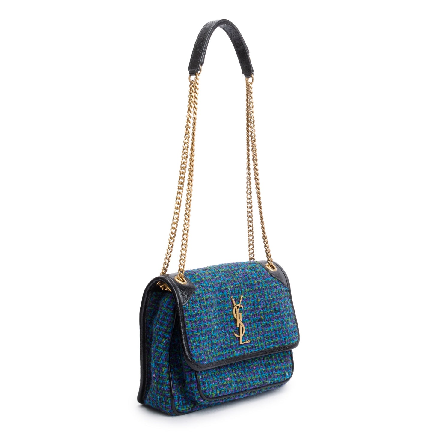 Saint Laurent Blue Tweed Niki Shoulder Bag