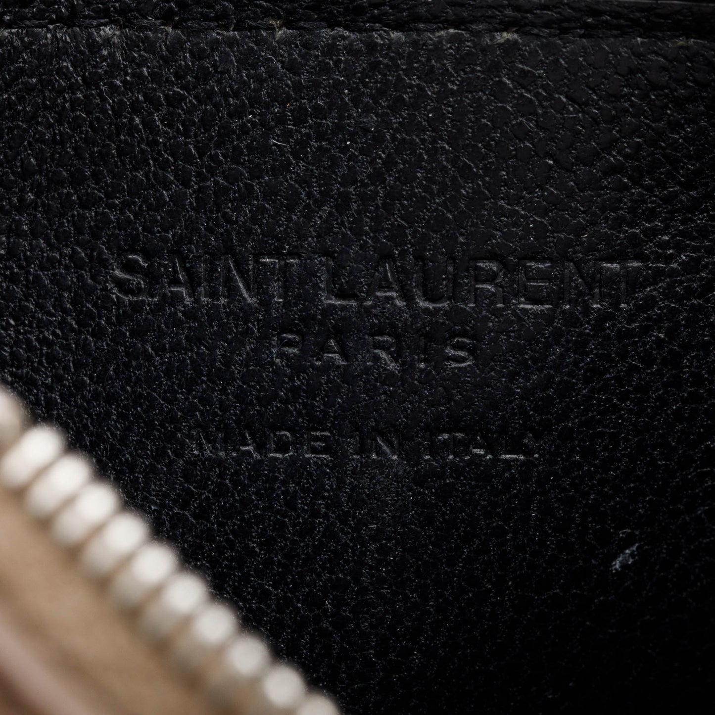 Saint Laurent Brown Grain De Poudre Paris Fragments Zipped Card Case