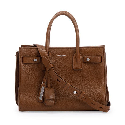 Saint Laurent Brown Grained Calfskin Leather Baby Sac De Jour