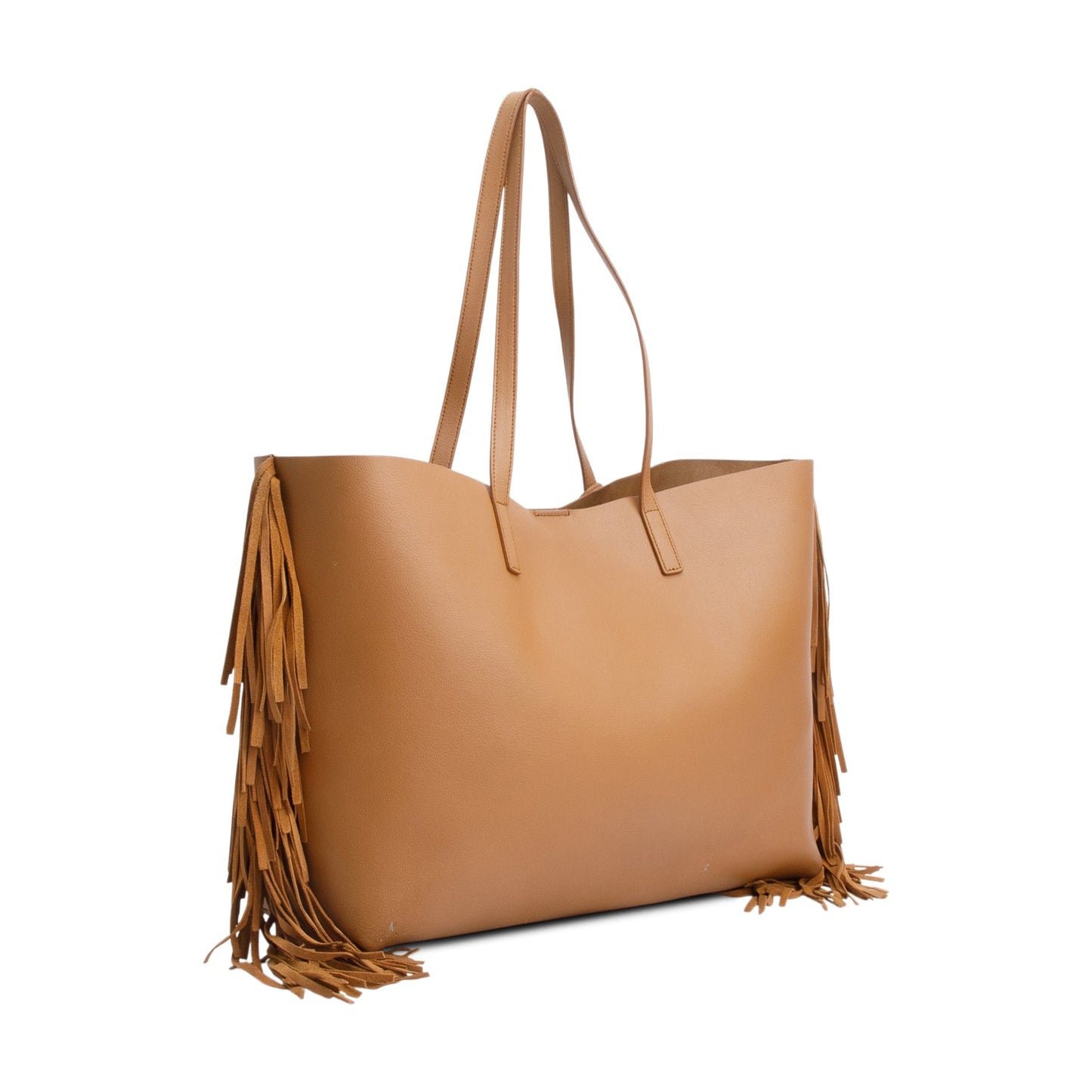 Saint Laurent Brown Leather Fringe E/W Shopping Tote