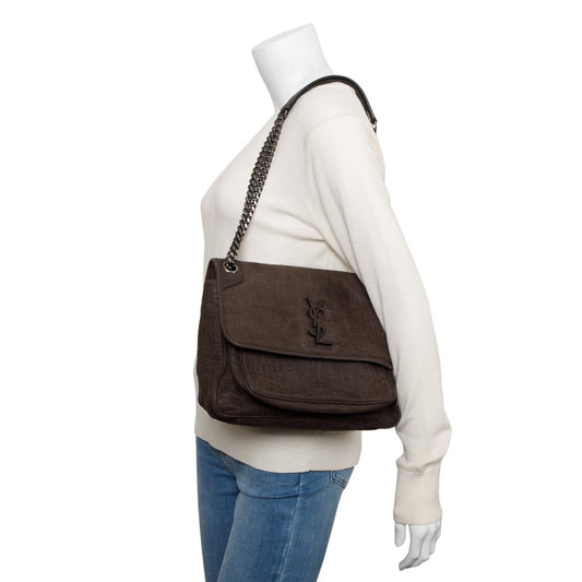 Saint Laurent Brown Suede Medium Niki Shoulder Bag