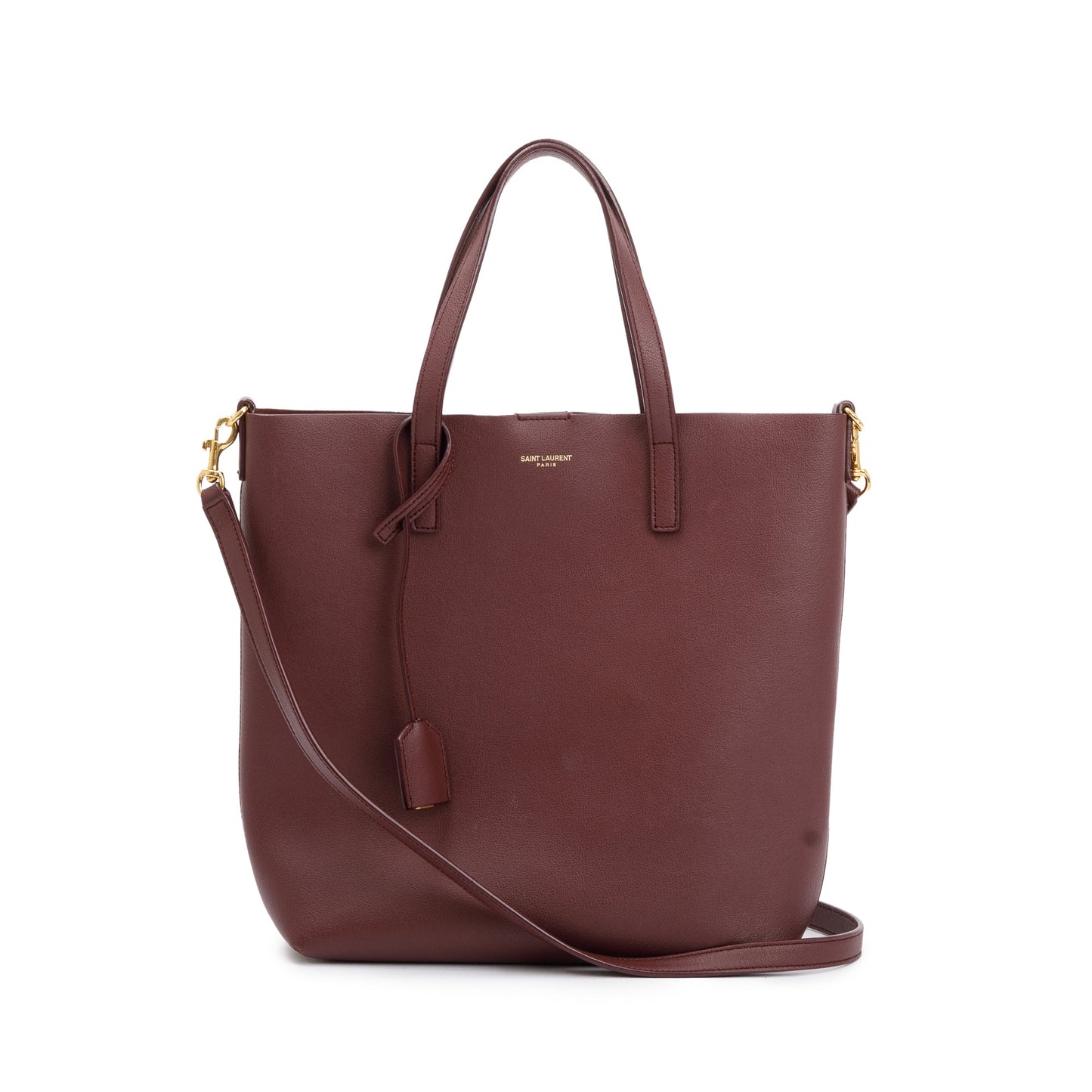 Saint Laurent Burgandy Leather Toy Shopping Tote