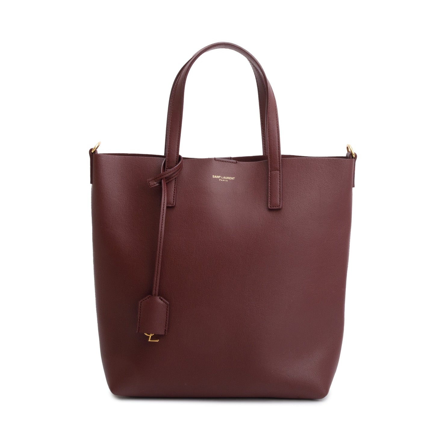 Saint Laurent Burgundy Calfskin Leather Toy Shopping Tote
