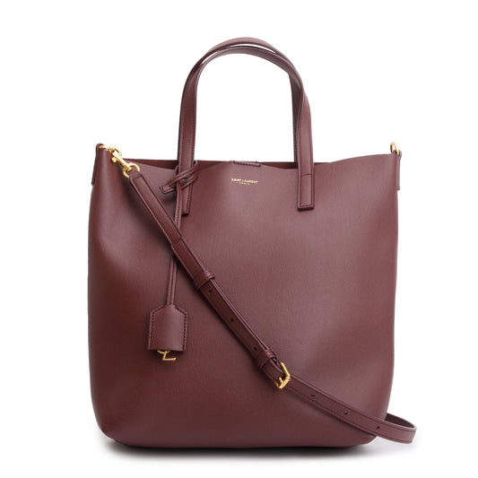 Saint Laurent Burgundy Calfskin Leather Toy Shopping Tote