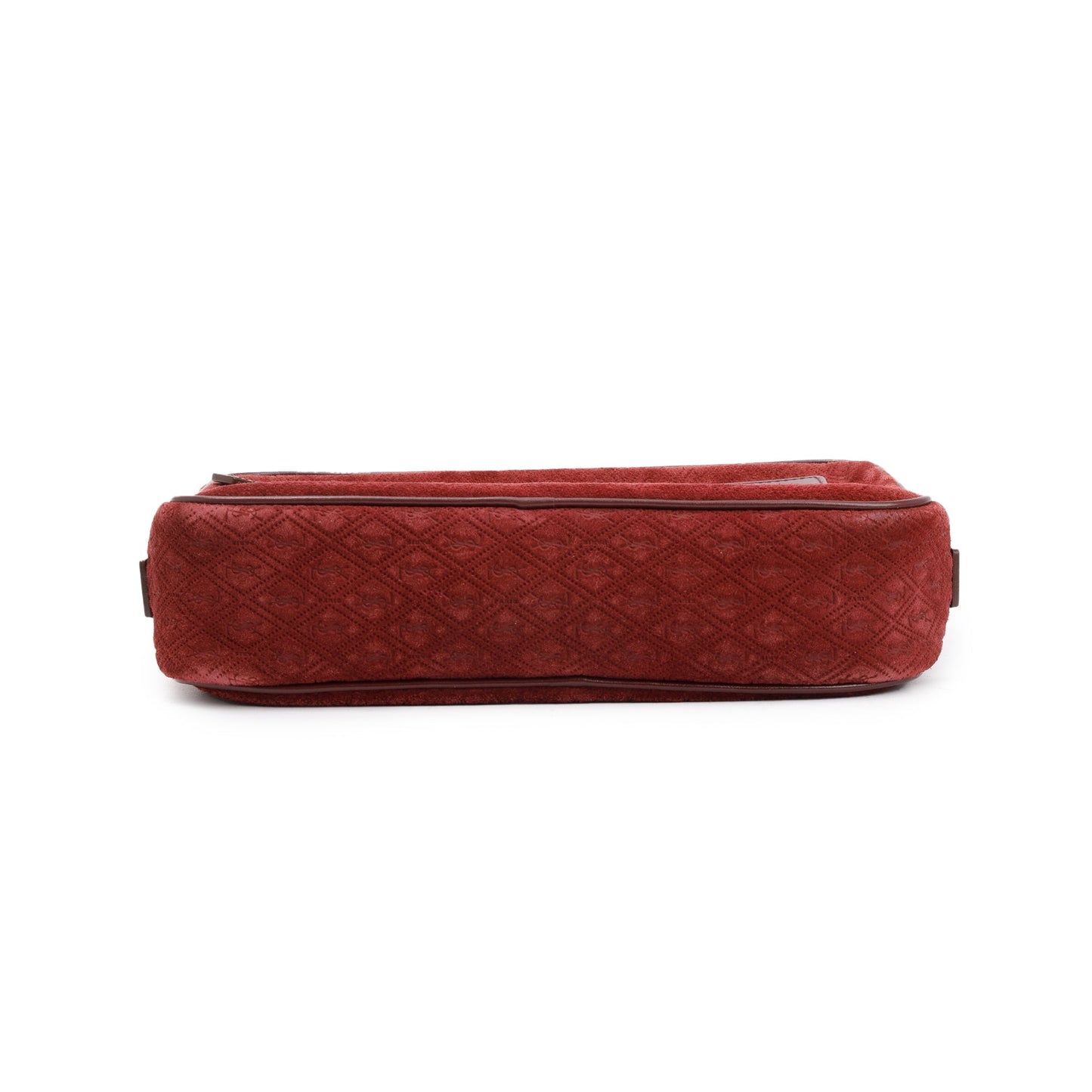 Saint Laurent Burgundy Suede Monogram All Over Camera Bag