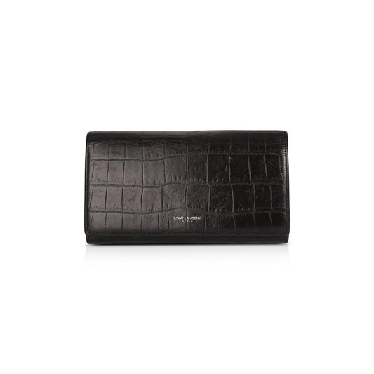 Saint Laurent Croc Embossed Continental Wallet