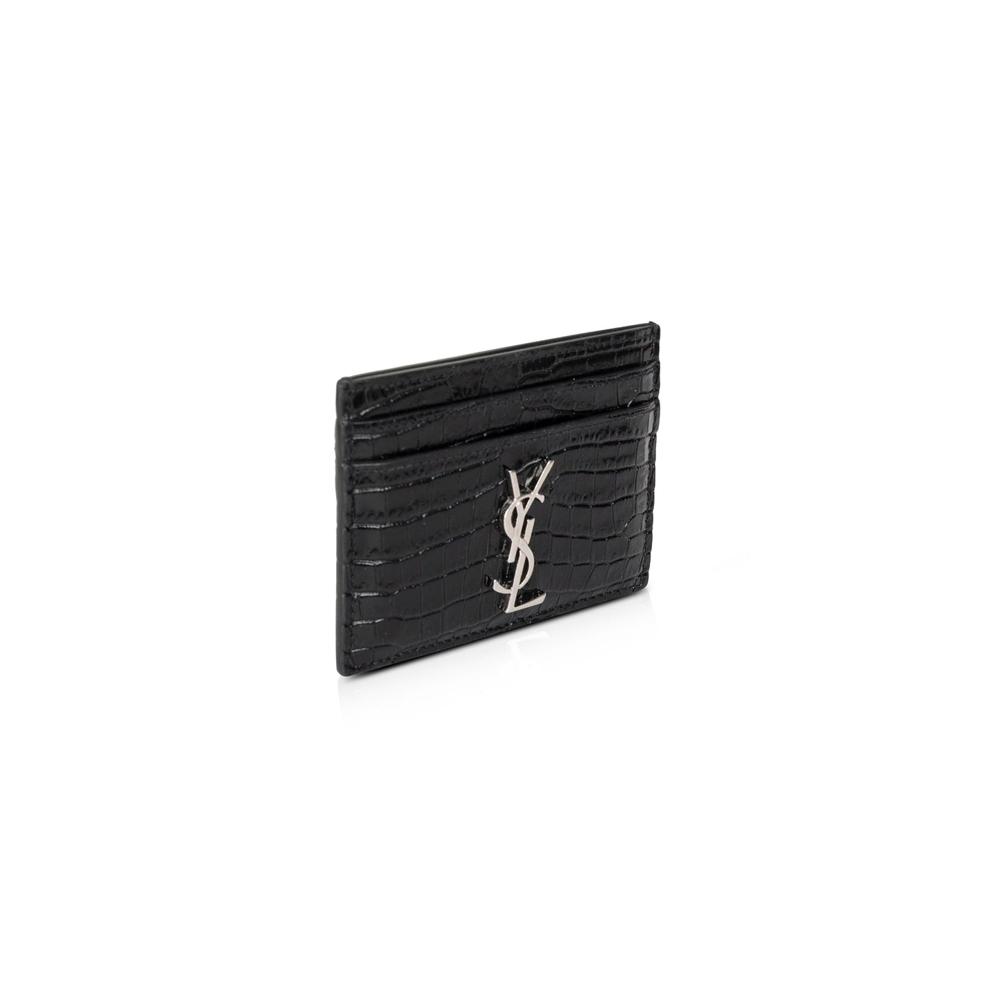 Saint Laurent Crocodile Embossed Cassandre Card Case