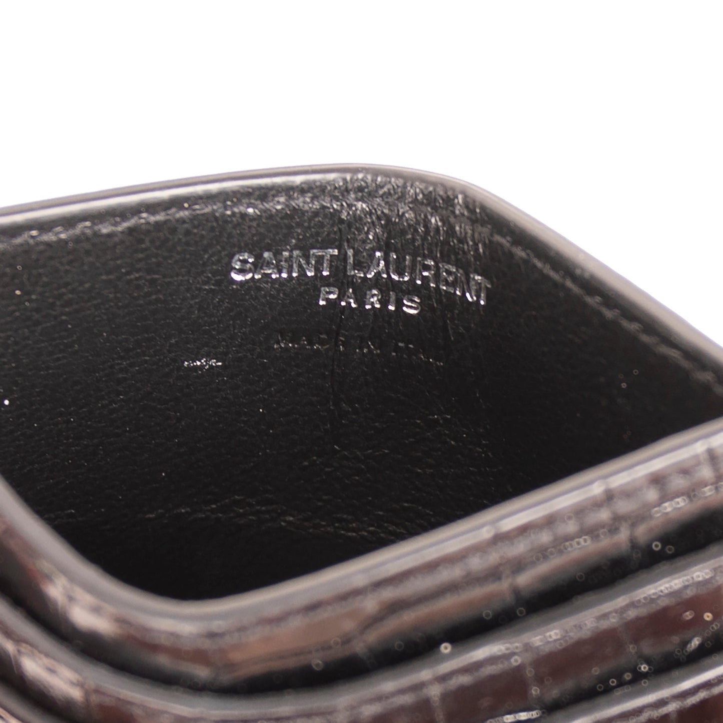 Saint Laurent Crocodile Embossed Cassandre Card Case