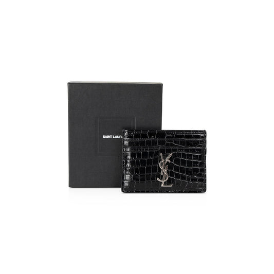 Saint Laurent Crocodile Embossed Cassandre Card Case