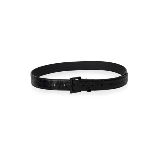 Saint Laurent Crocodile Embossed Monogram Belt