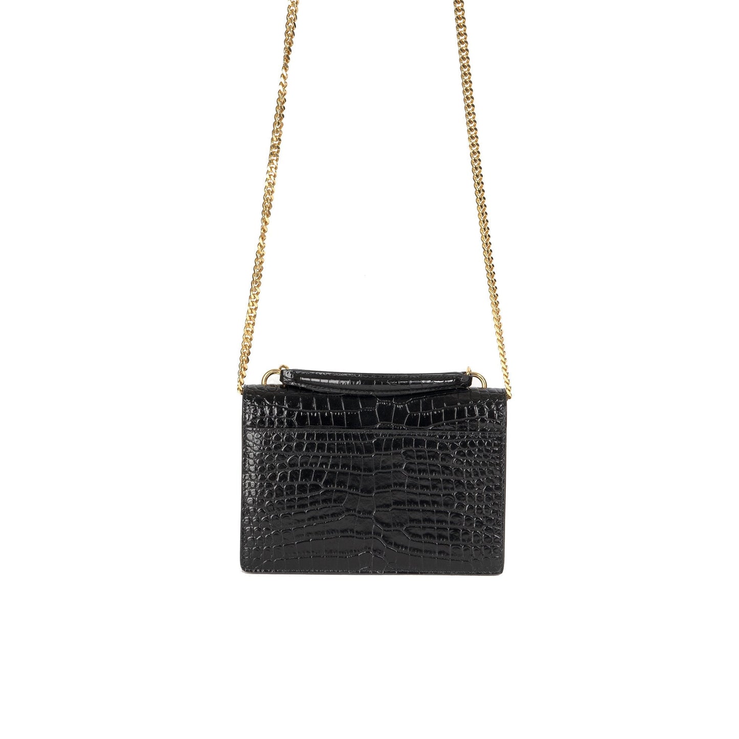 Saint Laurent Crocodile Embossed Monogram Sunset Chain Wallet Bag