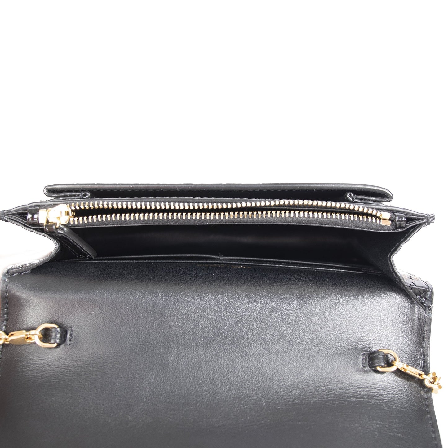 Saint Laurent Crocodile Embossed Monogram Sunset Chain Wallet Bag