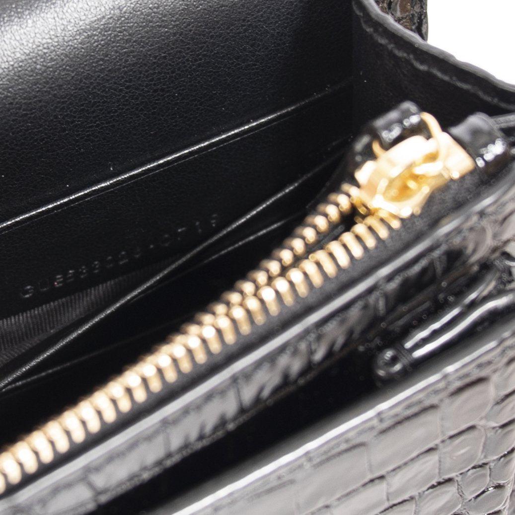 Saint Laurent Crocodile Embossed Monogram Sunset Chain Wallet Bag